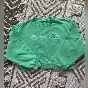 Sporty & Rich Green Crewneck Sweatshirt with White Logo
